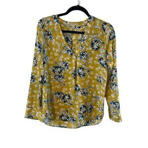 J.Crew floral cottage core popover blouse womens S yellow blue white classy work